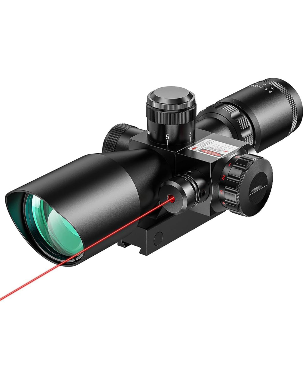 MidTen 2.5-10x40 Mil-dot Rifle Scope with Red Laser Combo