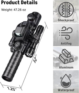 MidTen 3-9x32EG 5-in-1 Illuminated Scope Combo with Dot Sight Laser Sight & 20mm Mount