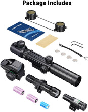 Load image into Gallery viewer, MidTen 3-9x32EG 5-in-1 Illuminated Scope Combo with Dot Sight Laser Sight &amp; 20mm Mount
