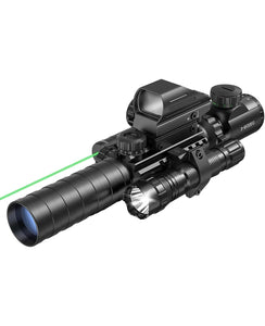 MidTen 3-9x32EG 5-in-1 Illuminated Scope Combo with Dot Sight Laser Sight & 20mm Mount