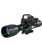 Load image into Gallery viewer, MidTen 4-12x50 AO 3-in-1 Illuminated Rifle Scope Combo Optics - Green Laser
