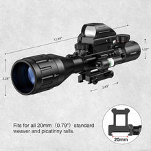 Load image into Gallery viewer, MidTen 4-16x50 AO 3-in-1 Illuminated Rifle Scope Combo Optics - Red Laser
