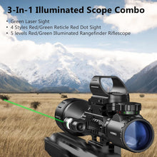 Load image into Gallery viewer, MidTen 4-16x50 AO 3-in-1 Illuminated Rifle Scope Combo Optics
