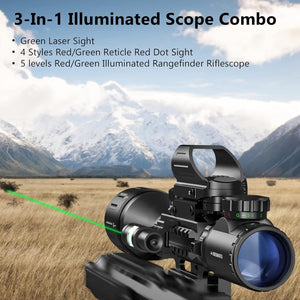 MidTen 4-16x50 AO 3-in-1 Illuminated Rifle Scope Combo Optics