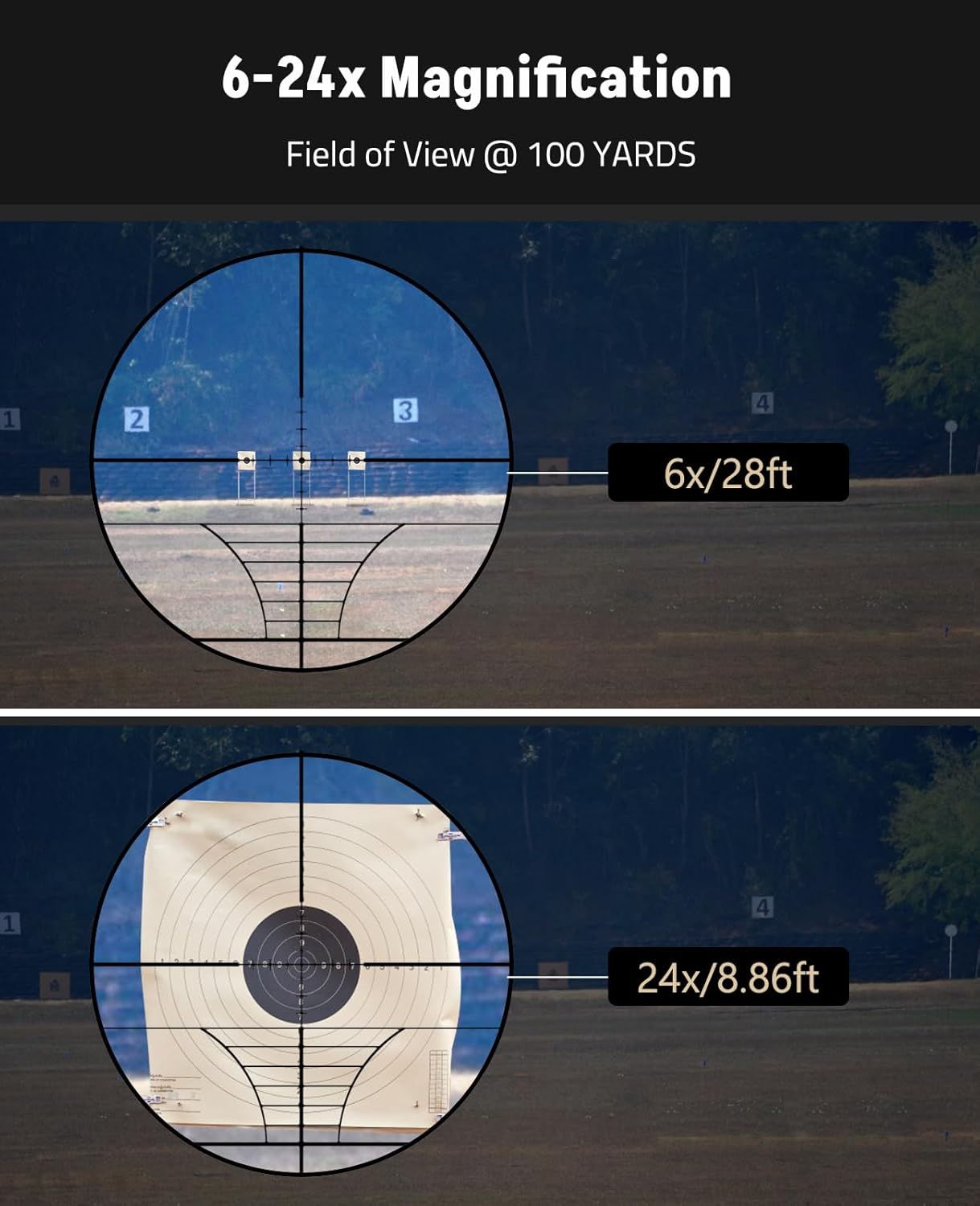 Reticle Loading MidTen 6-24x50 AO Red and Green Illuminated Rangefinder Reticle Rifle