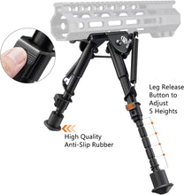 Load image into Gallery viewer, MidTen 6-9 Inch Rifle Bipod Compatible with M-Rail for Hunting
