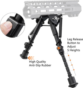 MidTen 6-9 Inch Rifle Bipod Compatible with M-Rail for Hunting