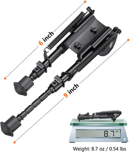 MidTen 6-9 Inch Rifle Bipod Compatible with M-Rail for Hunting