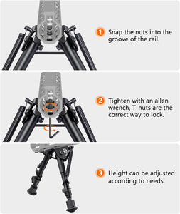 MidTen 6-9 Inch Rifle Bipod Compatible with M-Rail for Hunting