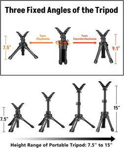 MidTen Portable Shooting Rest Shooting Tripod with 360° Rotate V Yoke Holder