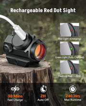 Load image into Gallery viewer, MidTen Rechargeable 1x20mm 2 MOA Red Dot Sight
