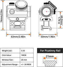 Load image into Gallery viewer, MidTen Rechargeable 1x20mm 2 MOA Red Dot Sight
