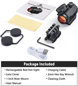 MidTen Rechargeable 1x20mm 2 MOA Red Dot Sight