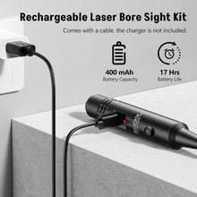 Load image into Gallery viewer, MidTen Rechargeable Red/Green Laser Bore Sight Kit 32 Adapters for 0.17 to 12GA Cal
