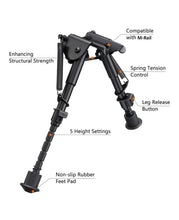 Load image into Gallery viewer, MidTen 6-9 Inch Rifle Bipod Compatible with M-Rail for Hunting
