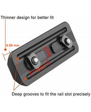 Load image into Gallery viewer, MidTen black metal mounting bracket with red dimension lines and text labels showing measurements
