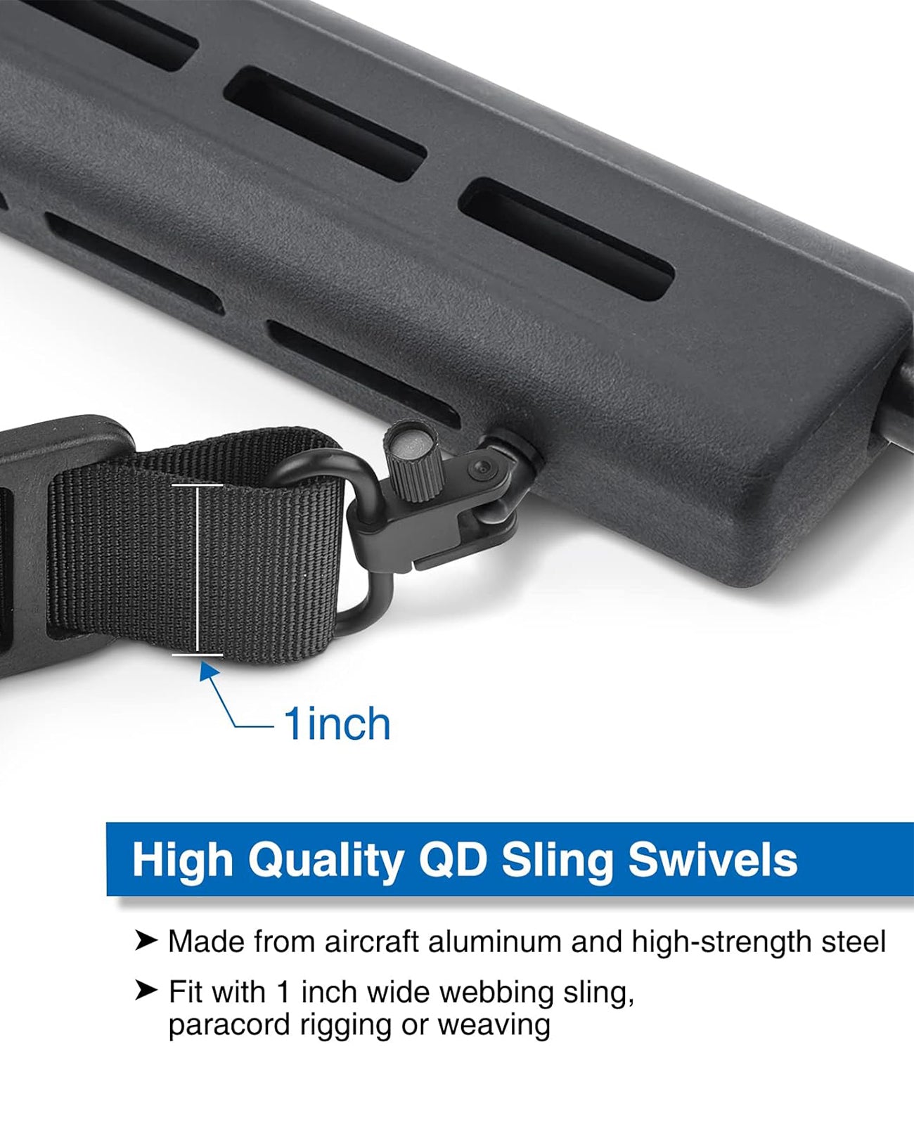 TRIROCK Silver 2-Pack 1.0'' Push Button Quick Release Detachable Sling TRIROCK Silver 2-Pack 1.0'' Push Button Quick Release Detachable Sling