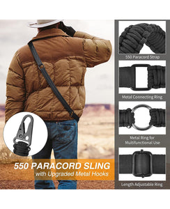 High Quality 550 Paracord Sling with Upgraded Metal Eagle Hooks