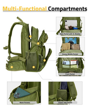 Load image into Gallery viewer, MidTen 22L Hydration Backpack – frontpocket waistpockets elasticside pocket, green
