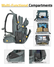 Load image into Gallery viewer, MidTen 22L Hydration Backpack – frontpocket waistpockets elasticside pocket, grey

