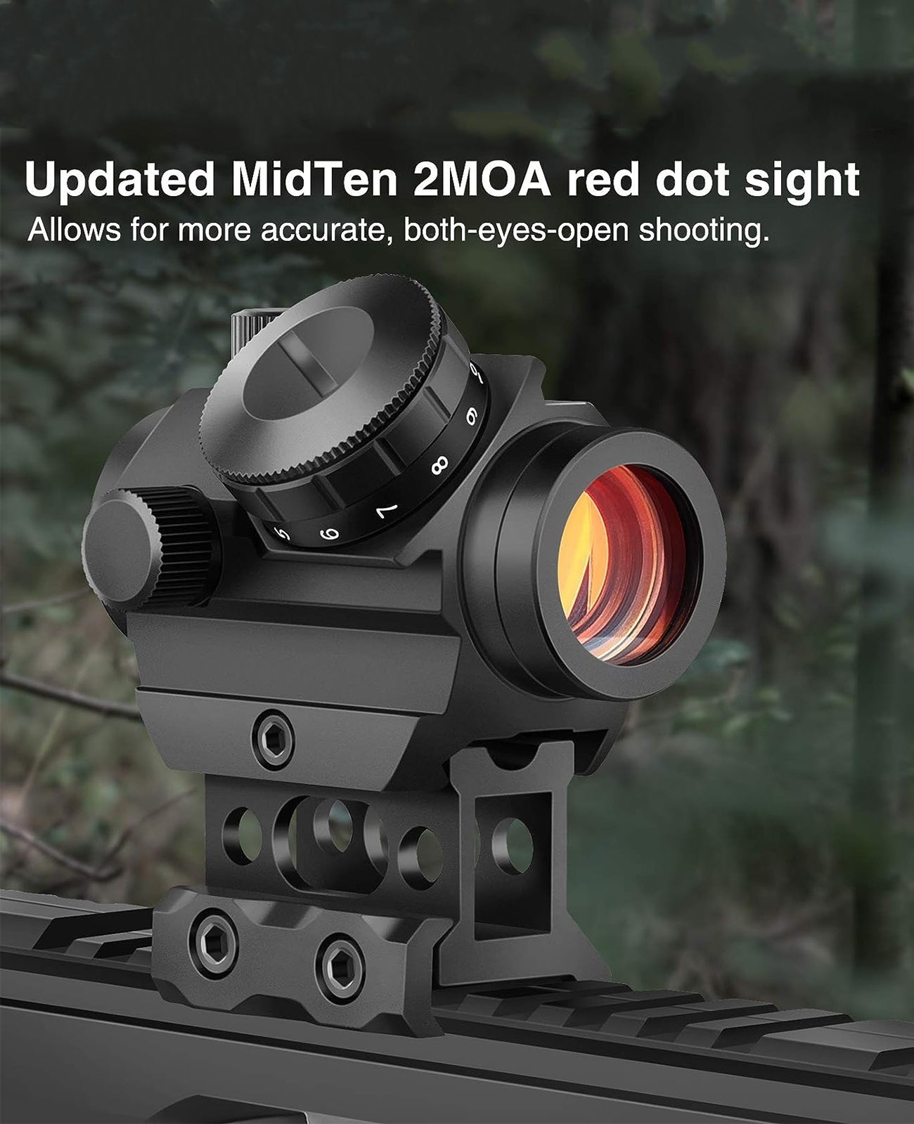 MidTen 2MOA Red Dot Sight 1x25mm Reflex Sight Red Dot Scope