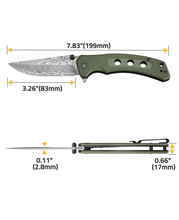 Load image into Gallery viewer, MidTen 3 26 VG10 66-Layer Damascus Pocket Knife, green
