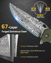 Load image into Gallery viewer, MidTen 3 26 VG10 66-Layer Damascus Pocket Knife – steel core layer forged damascus steel, green
