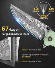Load image into Gallery viewer, MidTen 3 26 VG10 66-Layer Damascus Pocket Knife – steel core layer forged damascus steel, natural

