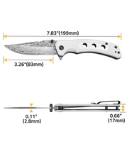 Load image into Gallery viewer, MidTen 3 26 VG10 66-Layer Damascus Pocket Knife, white
