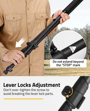 Load image into Gallery viewer, MidTen 360 Precision Tripod – the "stop" mark lever locks adjustment
