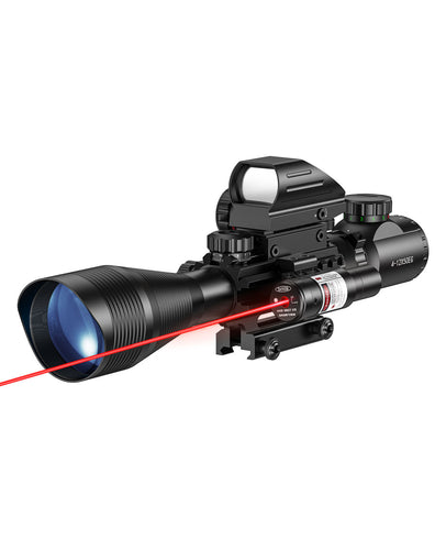 MidTen 4-12x50EG Dual Illuminated Scope with Dot Sight and Red Laser Sight