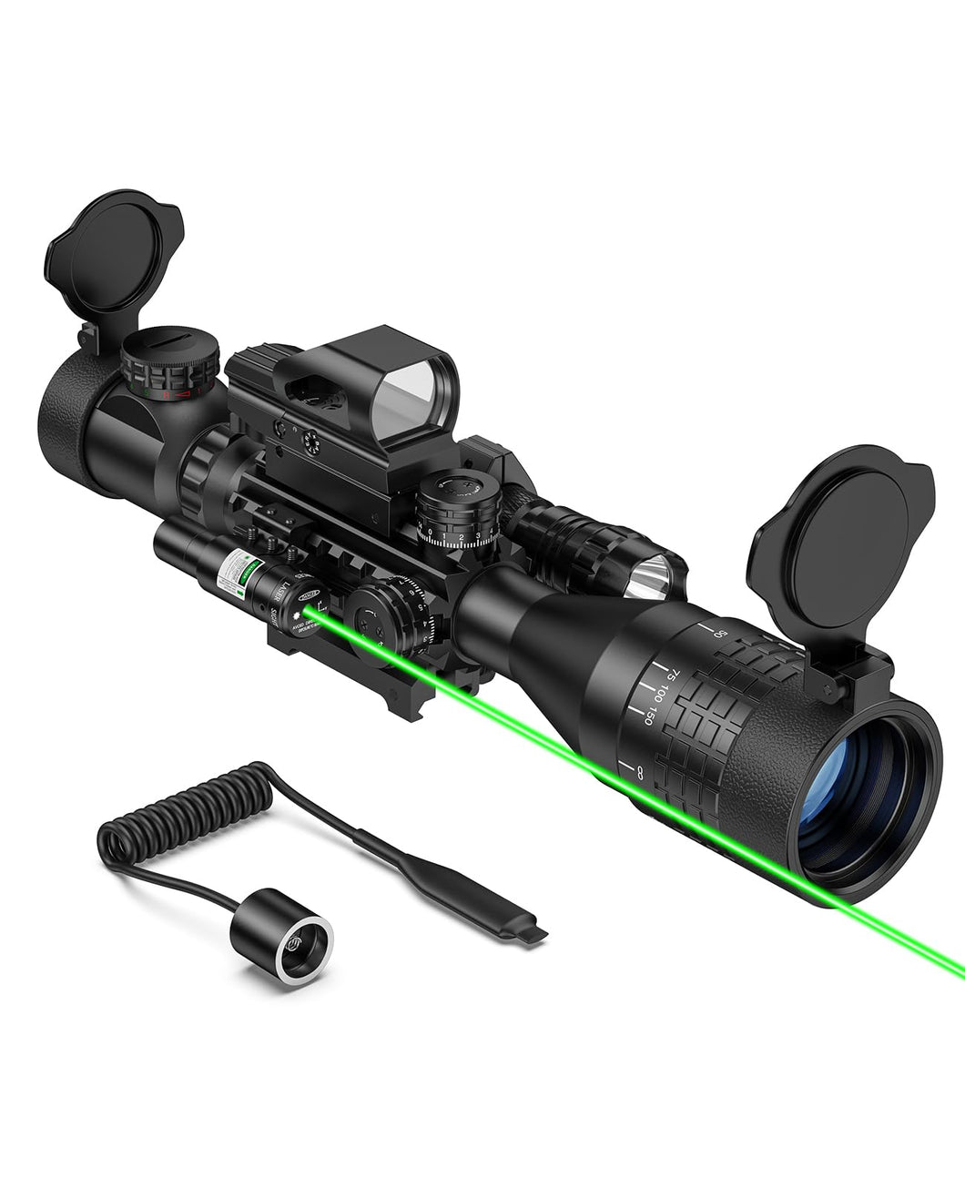 MidTen 4-16X50 AO Rifle Scope Combo with Dual Illuminated & 4 Holographic Reticle