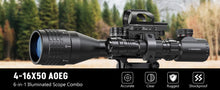 Load image into Gallery viewer, MidTen 4-16X50 AO Rifle Scope Combo with Dual Illuminated &amp; 4 Holographic Reticle
