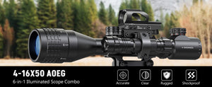 MidTen 4-16X50 AO Rifle Scope Combo with Dual Illuminated & 4 Holographic Reticle