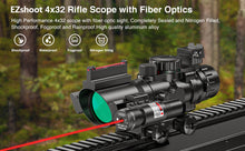 Load image into Gallery viewer, MidTen 4x32 Prism Tactical Rifle Scope Red &amp; Green &amp; Blue Illuminated Reticle
