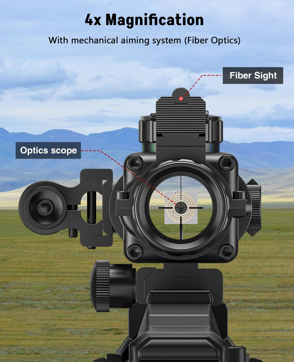 MidTen 4x32 Prism Rifle Scope Red & Green & Blue Illuminated Reticle