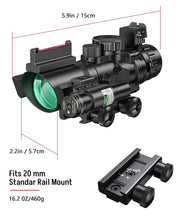 Load image into Gallery viewer, MidTen 4x32 Prism Tactical Rifle Scope Red &amp; Green &amp; Blue Illuminated Reticle
