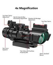 Load image into Gallery viewer, MidTen 4x32 Tactical Rifle Scope with Fiber Optics
