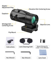 Load image into Gallery viewer, MidTen 5X Red Dot Magnifier – centering screw flip mount
