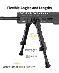 Flexible Angles and Lengths Rifle Bipod with Adjustable Height