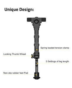 Unique Design Rifle Bipod with Adjustable Length and Non-slip Rubber Pad