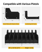 Load image into Gallery viewer, MidTen Foam Pistol Rack Handgun Rack with compatible with various pistols 8 Slots
