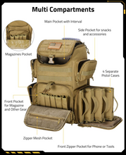 Load image into Gallery viewer, MidTen Range Backpack with and other gear zipper mesh pocket in tan
