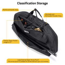 Load image into Gallery viewer, MidTen Bow Bag Arrow Archery Case with removable shoulder strap exterior zipper pocket in black

