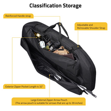 Load image into Gallery viewer, MidTen Bow Bag Arrow Archery Case with large external zipper arrow pouch in black
