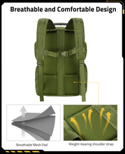 Load image into Gallery viewer, MidTen Tactical Range Backpack with breathable and comfortable design weight-bearing shoulder strap in army green
