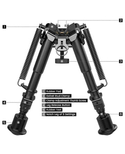 The Structure Details of 6-9 Inches Adjustable Rifle Bipod