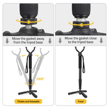Load image into Gallery viewer, MidTen Tripod Gun Rifle Crossbow Rest with from the tripod base in black

