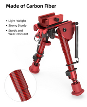 Load image into Gallery viewer, MidTen Picatinny Bipod 6-9 Carbon Fiber Rifle Bipod with made of carbon fiber in red
