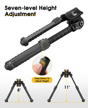 Load image into Gallery viewer, MidTen Stud Bipod Mount 8 11 with press button to adjust height
